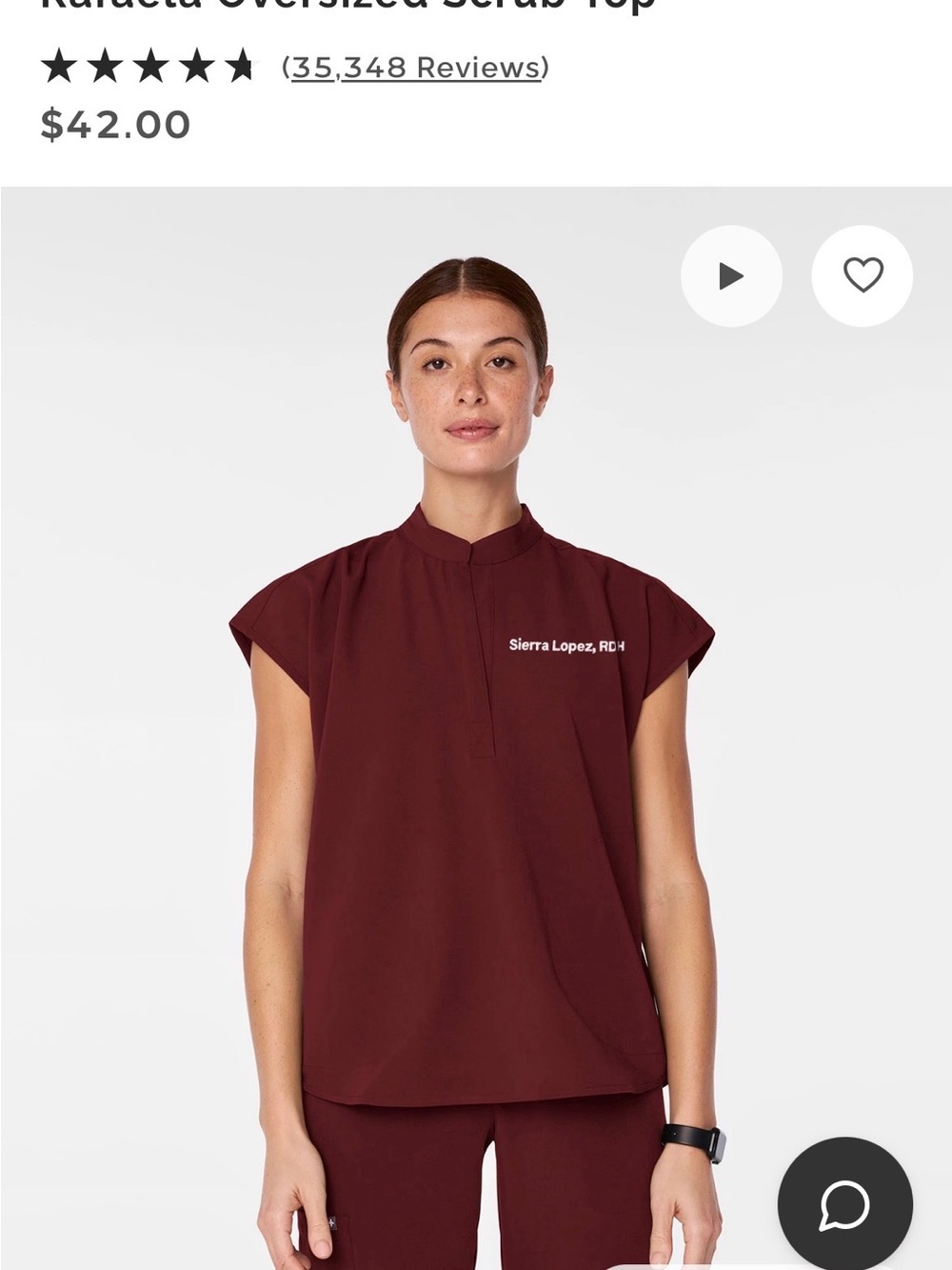 Maroon Women's Mock-Neck Scrub Top - FIGS
